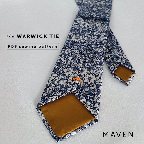 The Warwick Tie PDF digital sewing pattern, Handmade Gift & Creative Craft, groomsmen's ties, Instant Digital Download, wedding accessories