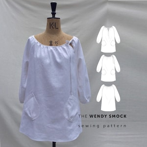 Wzór do szycia bluzki Wendy Smock w formacie PDF: Wzór do szycia damskiej tuniki, wzór na bluzkę, pdf