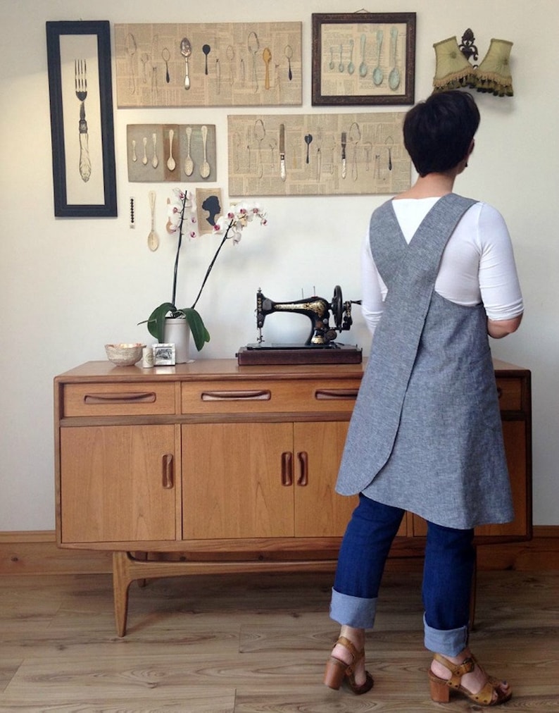 Cross-back Apron Sewing Pattern, The Maria Apron PDF pattern, Japanese style Apron, Beginner friendly Easy sewing pattern, DIGITAL DOWNLOAD image 3