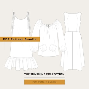 VENTE Économisez 20 % La collection de modèles PDF Sunshine. Lot de modèles de couture indépendants. Vente de patron PDF image 1