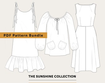 SALE - Save 20% - The Sunshine PDF Pattern Collection. Indie sewing pattern bundle. PDF pattern sale