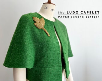 Patrón de costura Ludo Capelet Paper Tallas UK 8-22. Patrón de costura para capa forrada de mujer, patrón de chaqueta forrada fácil para principiantes. PATRÓN IMPRESO