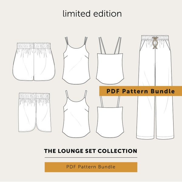SALE - Save 15% - The Lounge Set Sewing Pattern Collection PDF Collection. Indie sewing pattern bundle.