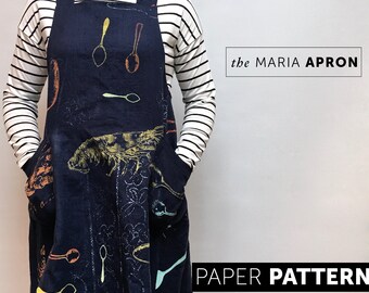 The Maria Apron Sewing Pattern. Cross-back Apron, Japanese style Apron, Chefs Apron, Gift for cooks, Gardening Apron, Housewarming Gift