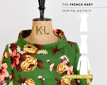 The French Dart Dress sewing pattern: Women's Tunic Shift Dress paper pattern. Beginner friendly pattern. UK Sizes 8-18
