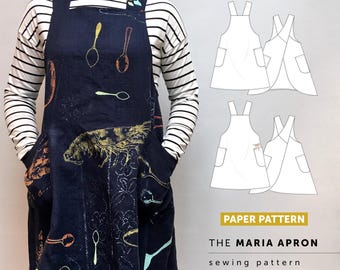 The Maria Apron Sewing Pattern. Cross-back Apron, Japanese style Apron, Chefs Apron, Gift for cooks, Gardening Apron, Housewarming Gift