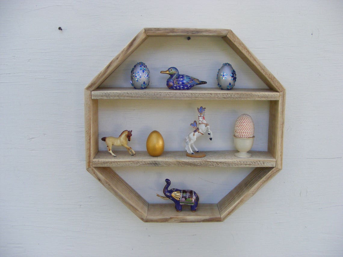 Reclaimed Pallet Wood Octagon Shelf 4 Tiered Nick Nack Shelf Etsy