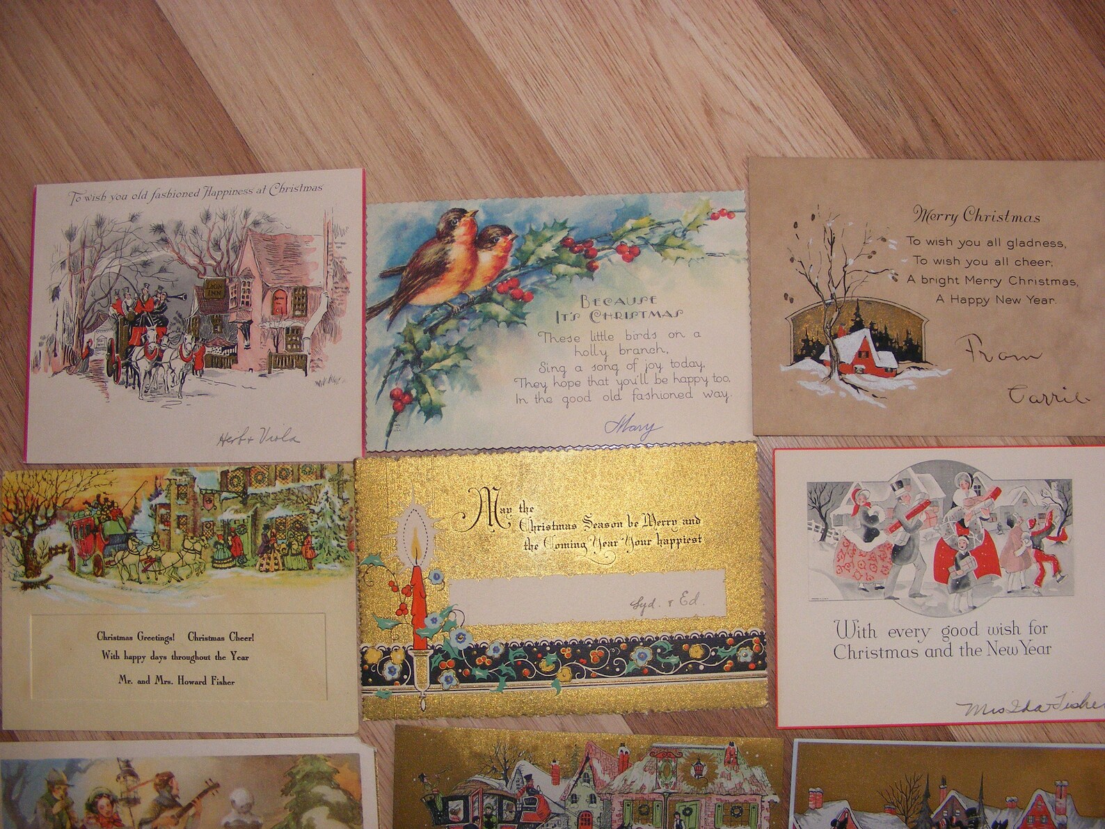 Vintage Christmas Heavy Cardstock Cards Lot of 10 Used Etsy