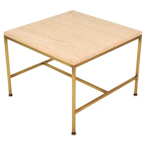 Paul McCobb Travertine and Brass Side Table for Directional image 1