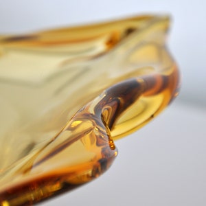 Amber Yellow Murano Glass Compote Footed Bowl Catchall image 3
