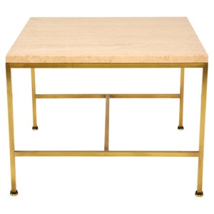 Paul McCobb Travertine and Brass Side Table for Directional image 8