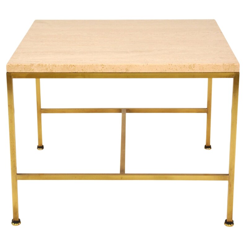 Paul McCobb Travertine and Brass Side Table for Directional image 8