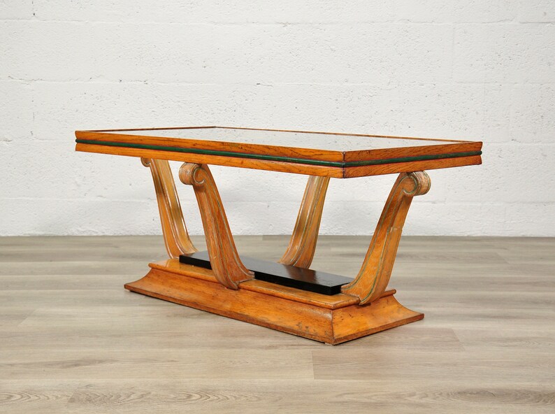 Art Deco Sculptural Wood and Glass Coffee Table image 9