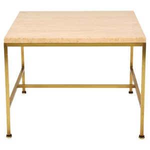 Paul McCobb Travertine and Brass Side Table for Directional image 2