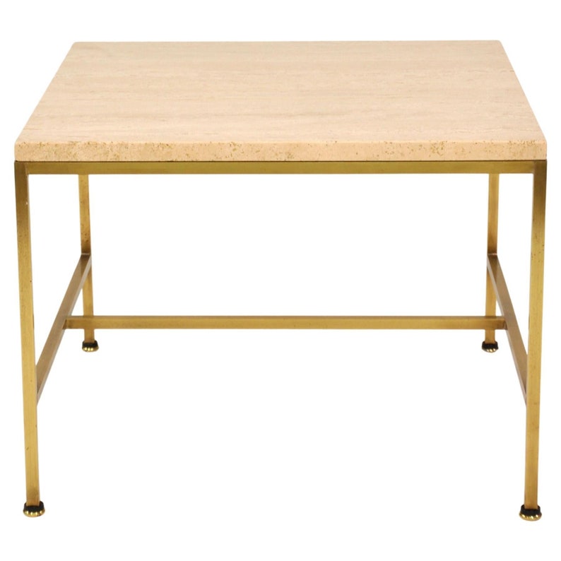 Paul McCobb Travertine and Brass Side Table for Directional image 2