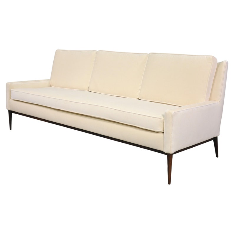 Paul McCobb for Directional Off-White Velvet Sofa image 8