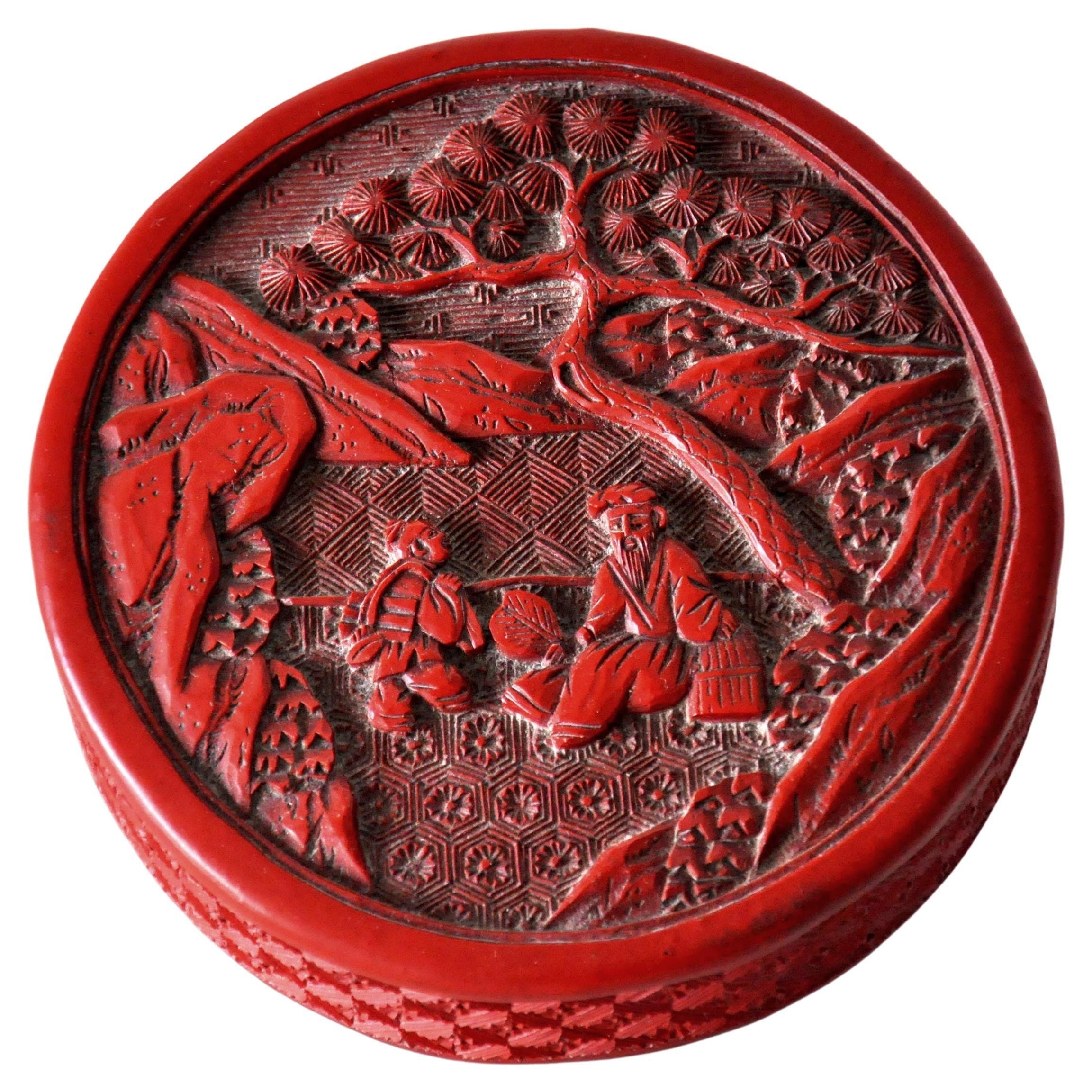 Antique Chinese Cinnabar Box 