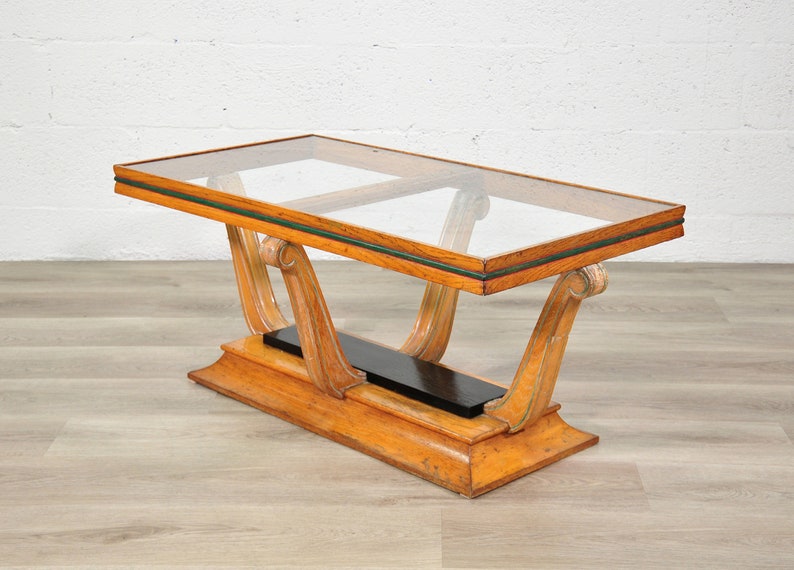 Art Deco Sculptural Wood and Glass Coffee Table image 8