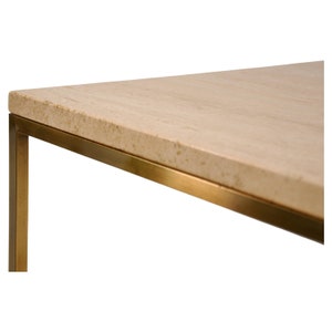 Paul McCobb Travertine and Brass Side Table for Directional image 4