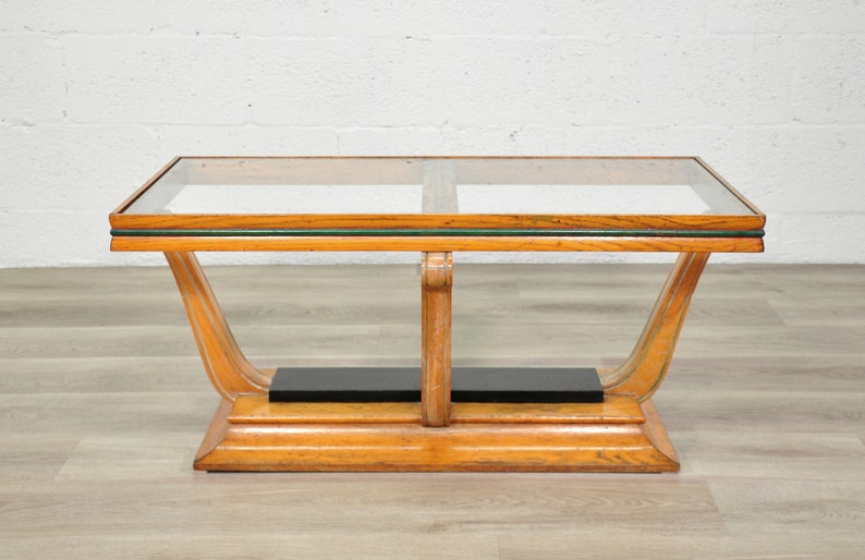 Art Deco Sculptural Wood and Glass Coffee Table image 5