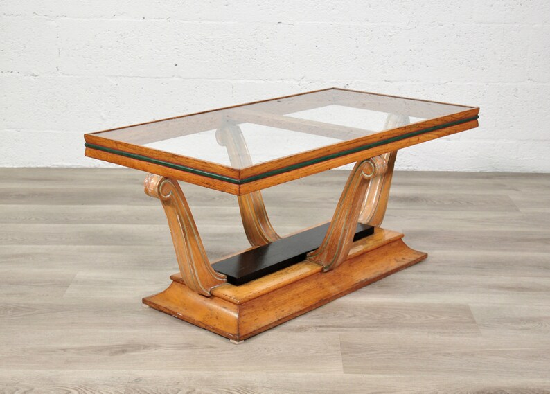 Art Deco Sculptural Wood and Glass Coffee Table image 4