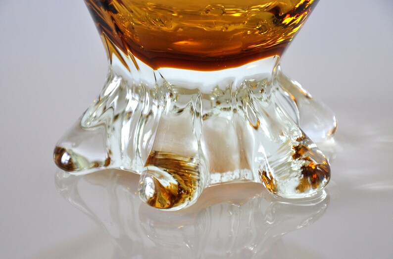 Amber Yellow Murano Glass Compote Footed Bowl Catchall image 5
