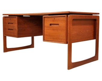 Danish Modern Floating-Top Teak Desk with Bookcase by Dyrlund
