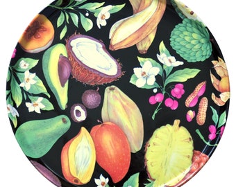 Tropical Fruits Porcelain Serving Tray Platter by Philippe Deshoulieres for Limoges