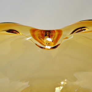 Amber Yellow Murano Glass Compote Footed Bowl Catchall image 6