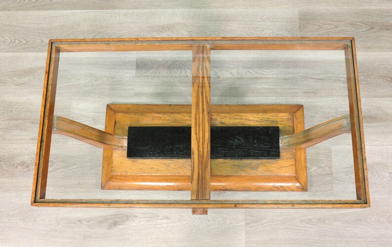 Art Deco Sculptural Wood and Glass Coffee Table image 6