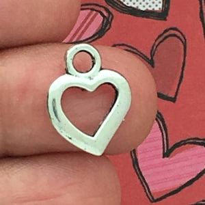 12 Silver Open Heart Charm Pendant 16x12mm by TIJC SP0119