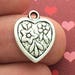 BULK 100 Silver Heart Charm Pendant by TIJC SP0785B
