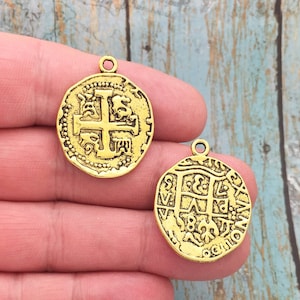 3 Spanish Coin Charm Pendant Gold by TIJC SP1662
