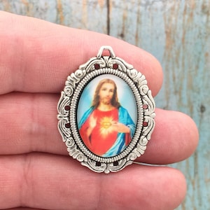 2 Sacred Heart of Jesus Medal Silver by TIJC SP1690