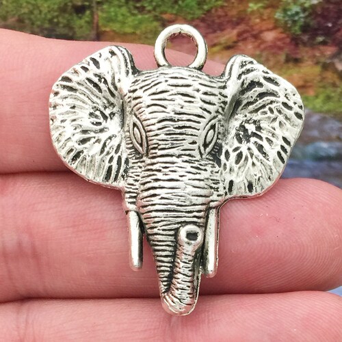 Vintage Cabochon Glass necklace Silver/Black/bronze pendants（ Elephant mother） 