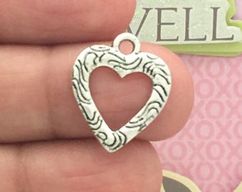 BULK 75 Open Heart Charm Silver SP1006B