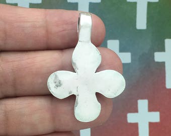 BULK 16 Hammered Silver Cross Charm by TIJC SP1530B