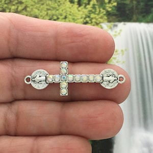 3 St Benedict Medal Cross Charm Bracelet Connector by TIJC SP1633