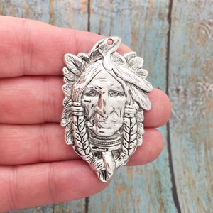 2 Indian Chief Pendant Silver by TIJC SP0990