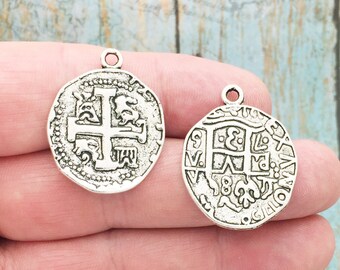 Charms for Necklace Bracelet Anklet Making 10 pcs 23 x 19 x 2 mm Wholesale Metal Gold Conf Oe Deratio 1973 Swiss Warped Coin Charms