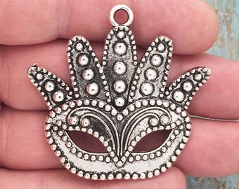20pcs Mask Charms Antique Tibetan silver Halloween Face Mask Pendants 12x31mm