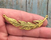 3 Feather Pendant Necklace Connector Gold by TIJC SP1387