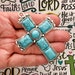 1 Turquoise Cross Charm Pendant Silver SP1624