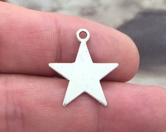 20 Antiqued Brass Pewter 27x22mm Open Star Charms