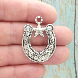 BULK 6 Horseshoe Charm Pendant Silver by TIJC SP1278B