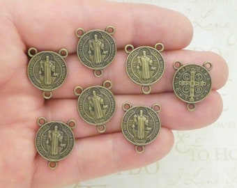 Bulk 20 Bronze St Benedict Medal Rosary Centers by TIJC SP2177B
