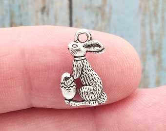 10 Easter Bunny Charm Silver by TIJC SP0476