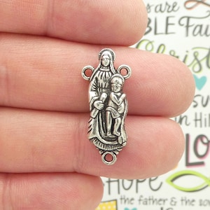 3 Mother Mary Rosary Centerpiece Charm Silver by TIJC SP0946