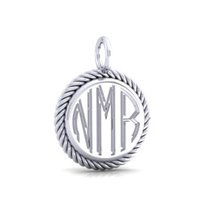 Personalized Round Sterling Silver Engraved Monogram Charm Pendant 07956in image 5