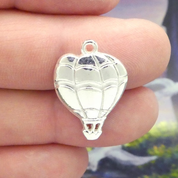 10 Silver Hot Air Balloon Charm 25x17mm by TIJC SP1307